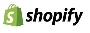 Shopify logo featuring a green shopping bag with the letter 'S' and the word 'shopify' in bold black font.